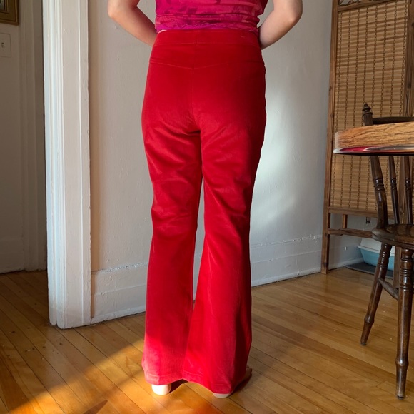 Escada Red Corduroy High Waisted Flared Pants W32 - Picture 4 of 10
